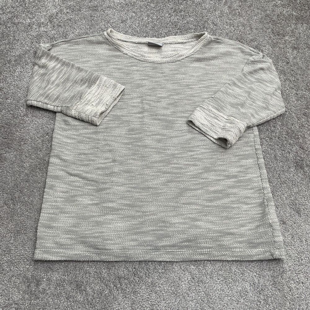 Columbia Pullover Sweater Womens Medium Heather Gray Roun Neck 3/4 Sleeve Casual